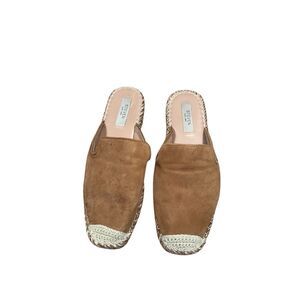 Steven High Mule Tan Suede Leather Espadrille Flats Slip On Shoes Women’s 8